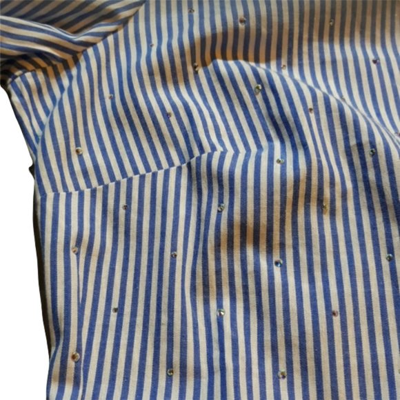 Rhinestone Embellished Strioed Perfect Shirt - Picture 8 of 16